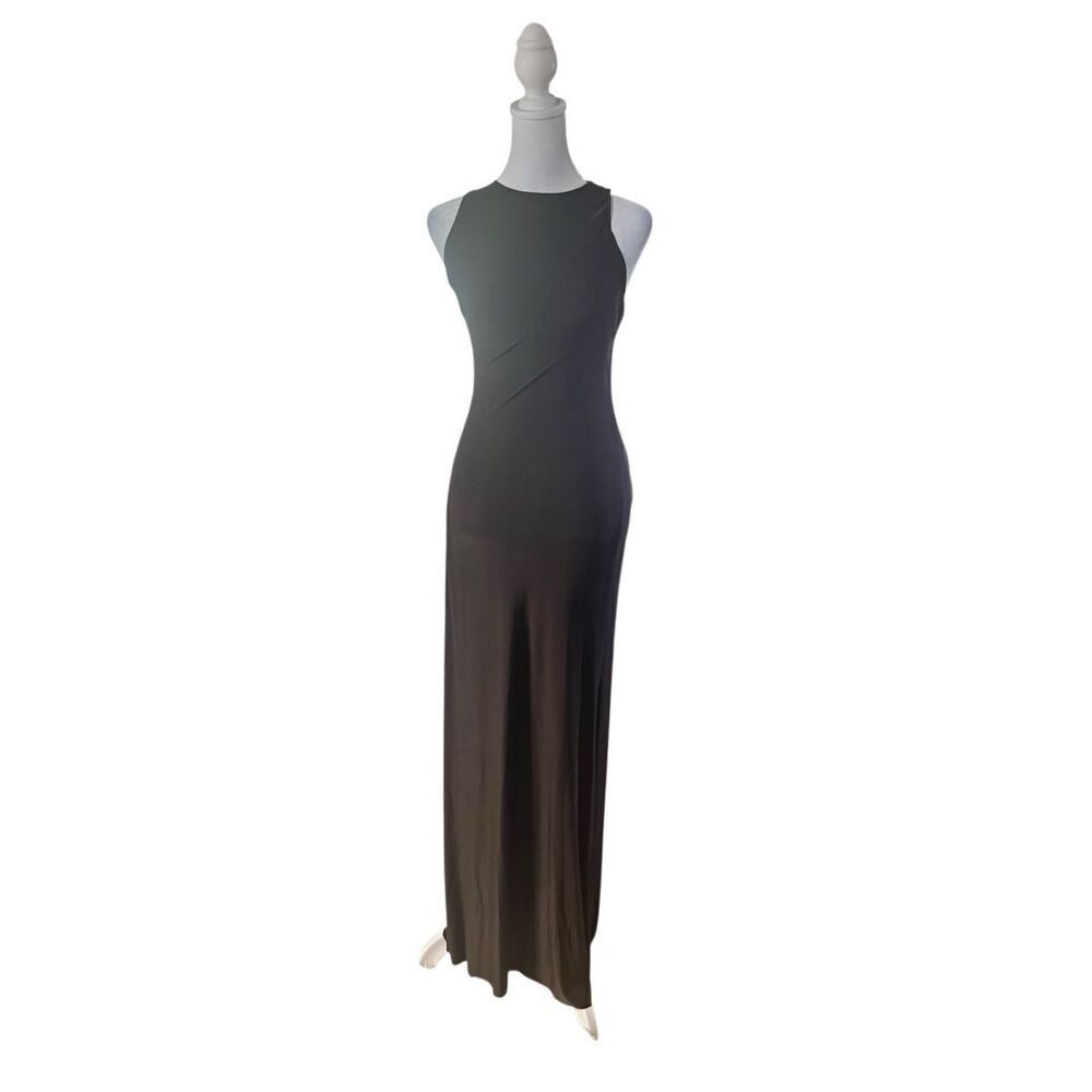 Misa Los Angeles Women's Brown Pargol Cutout Back Maxi Bodycon Dress Size XS NWT